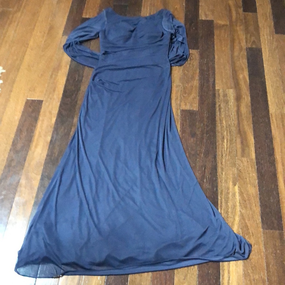 Azazie elegant Blue-Grey Gown, size 10 - Picture 7 of 15